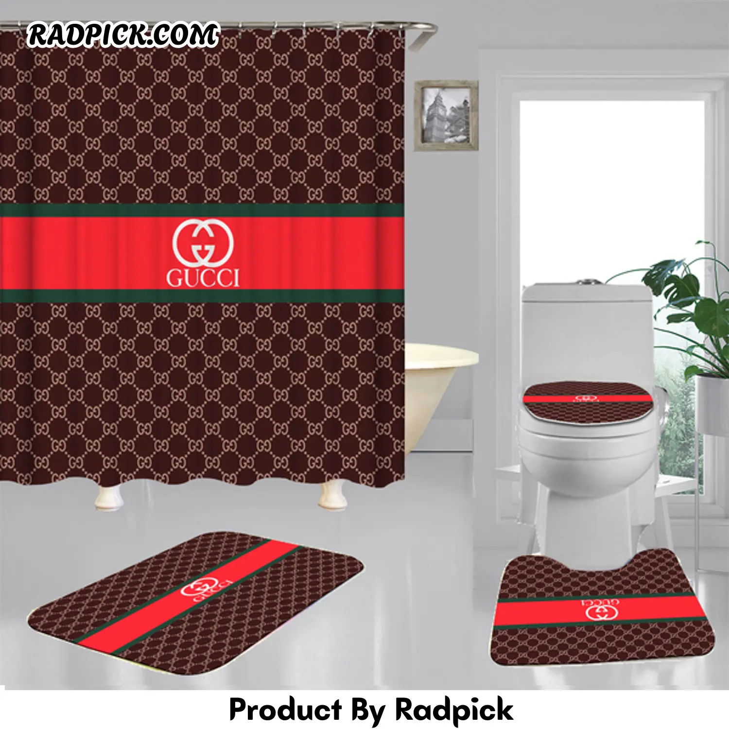 Gucci gc shower curtain waterproof luxury bath mat sets v5 rp387756